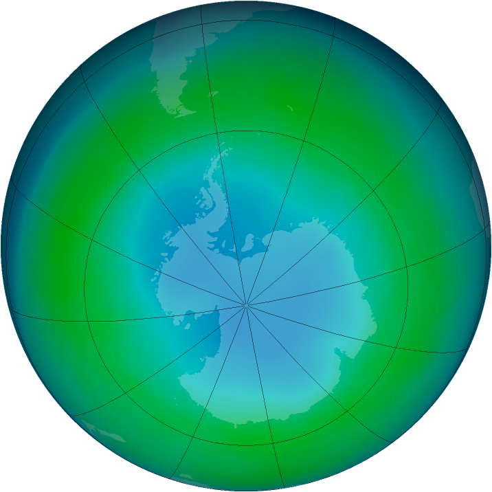 Antarctic ozone map for May 1985